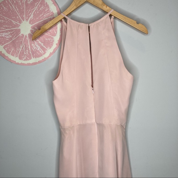 After Six blush pink high neck keyhole bridesmaid dress style 1502 size 6 - Picture 6 of 10